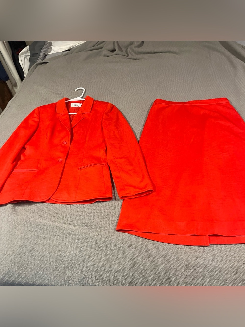 Vintage Bright Red Womens Skirt Suit - Classic Two-Piece Set